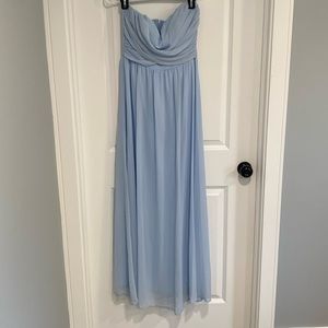 Lulu’s light blue strapless floor length dress